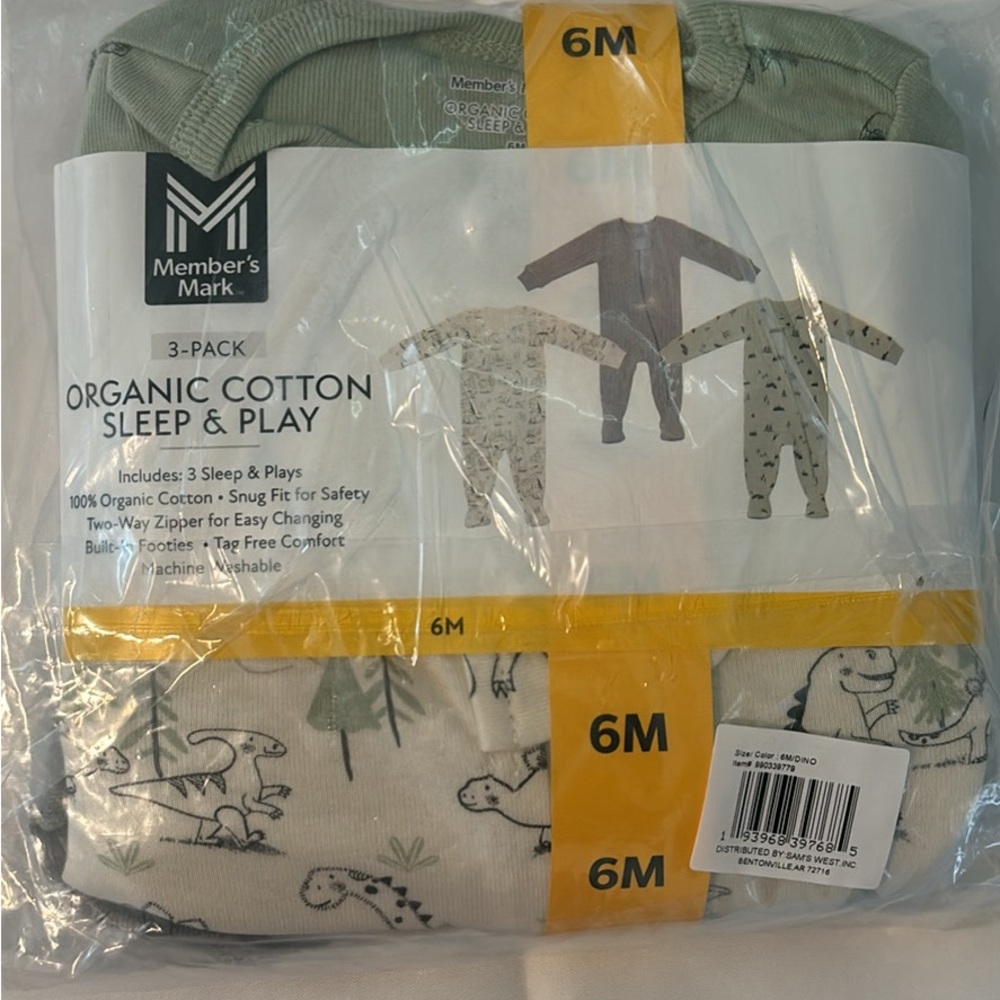 Member's Mark Organic Cotton Sleep & Play 3-Pack